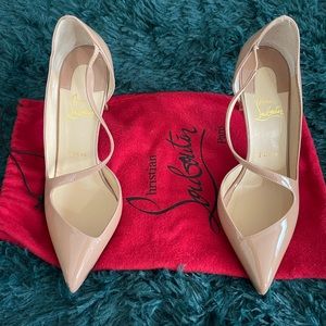 Christian Louboutin jumping 100 patent heels.